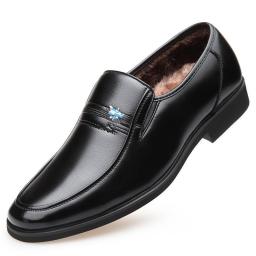 Winter men's shoes plus velvet shoes business dress casual men's shoes skin large size shoes soft skin