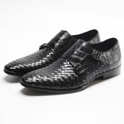 Woven Shoes Male 2022 Spring New Men's High-end Business Professional Leather Shoes Leather Pointed Dress Shoes