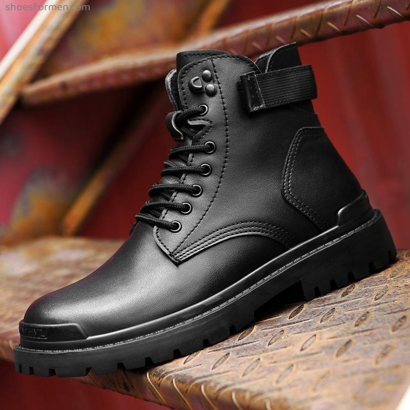 Young men's shoes Martin boots outdoor casual boots autumn and winter high -top new big -size big -size boots work boots