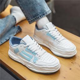 Young personality bone sneakers Fashion thick sole dissolved shoes increase sports casual shoes breathable leather noodles men's shoes spring