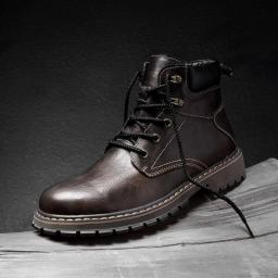 Zhongbang Martin Boots Male Korean Version Of High -top Warm Short Boots Autumn British Short Tide Shoe Worker Boots Thickened